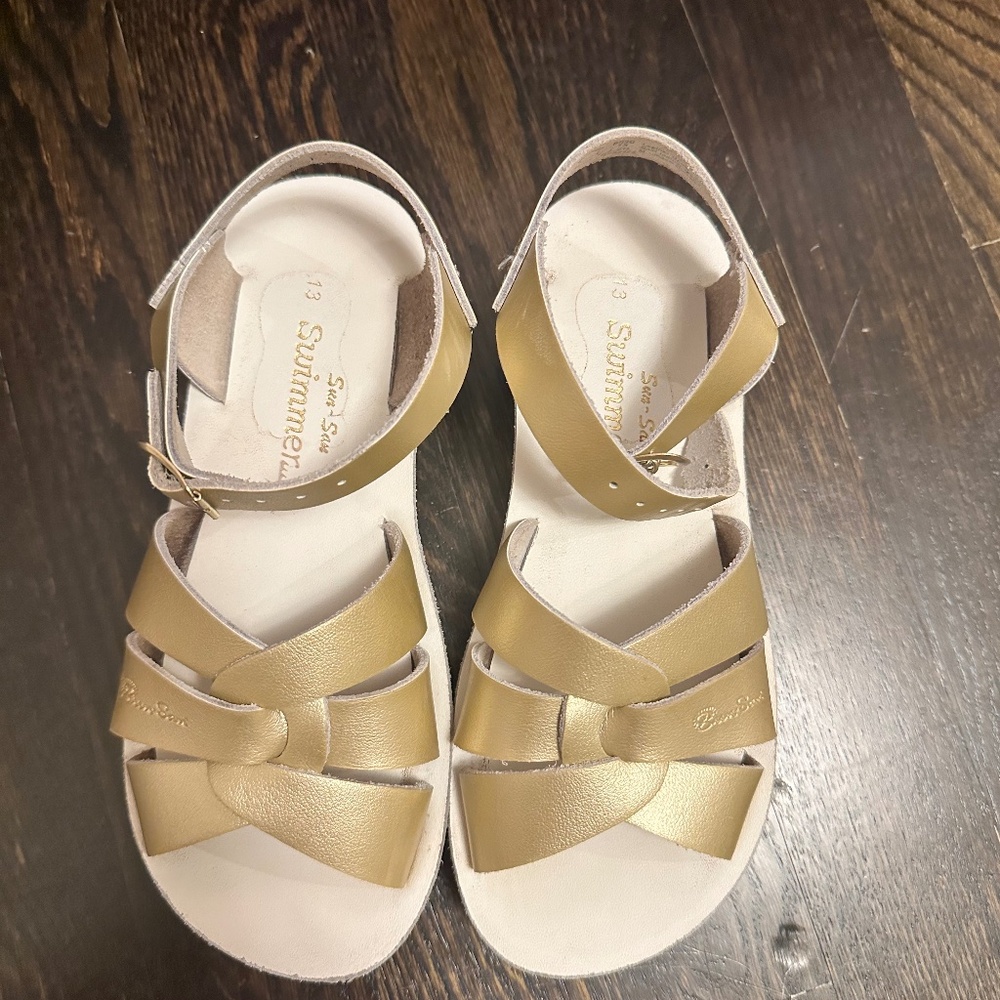 Salt Water San Surfer sandals gold metallic